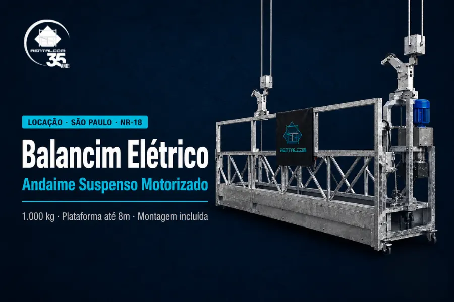 Locação de Balancim Elétrico em São Paulo — 1.000 kg e Plataforma até 8m · Rentalcom